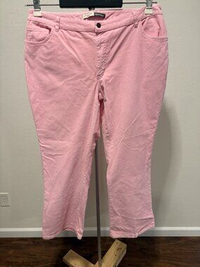 St. Johns Bay Pink Corduroy Pants Womens 20W 40X29 High Rise Stretch